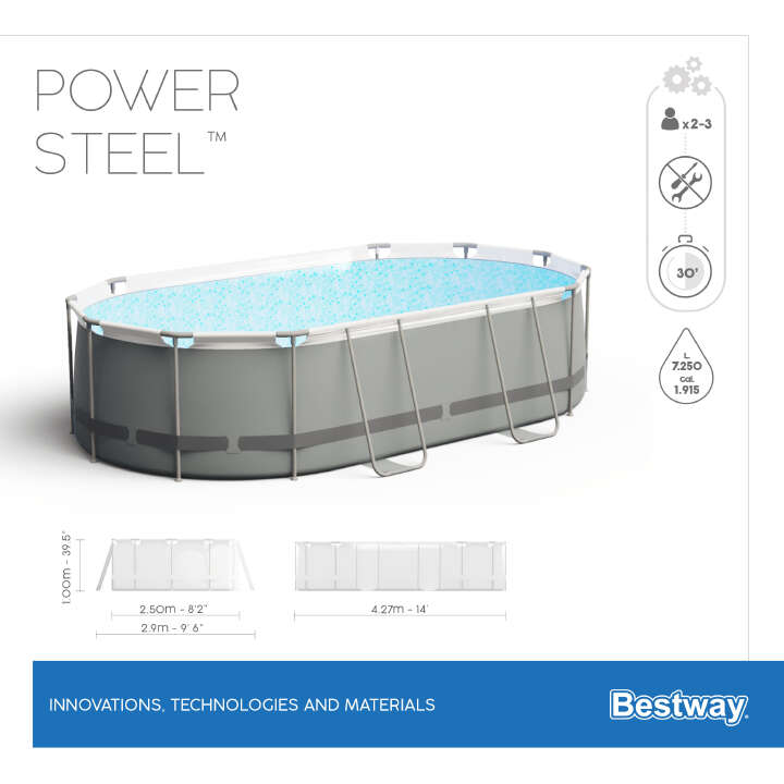 Bestway Power Steel Frame Pool Komplettset inkl. Filterpumpe & Sicherheitsleiter Bestway Power Steel Frame Pool Komplettset inkl. Filterpumpe & Sicherheitsleiter